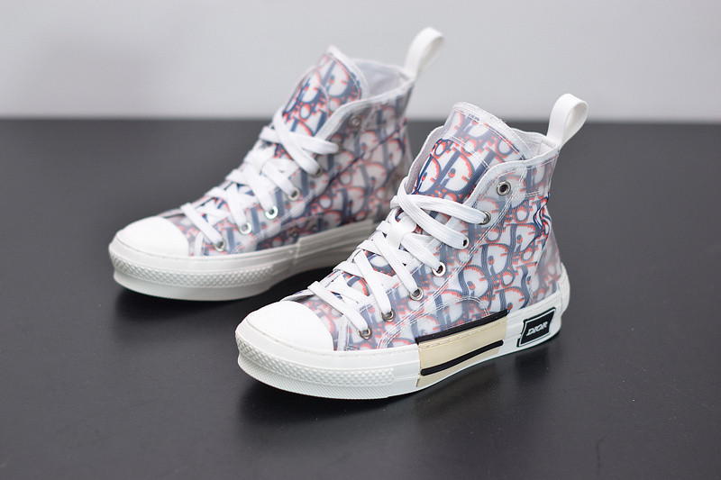 dio* b23 high-top sneaker in blue & red oblique