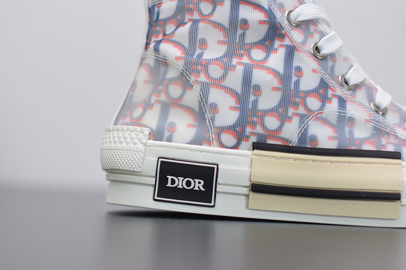 dio* b23 high-top sneaker in blue & red oblique